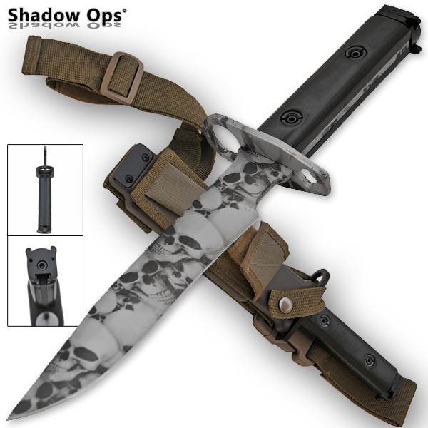 Heavy Duty Shadow Ops Bayonet Undead Skull - Grey YF-02-SL