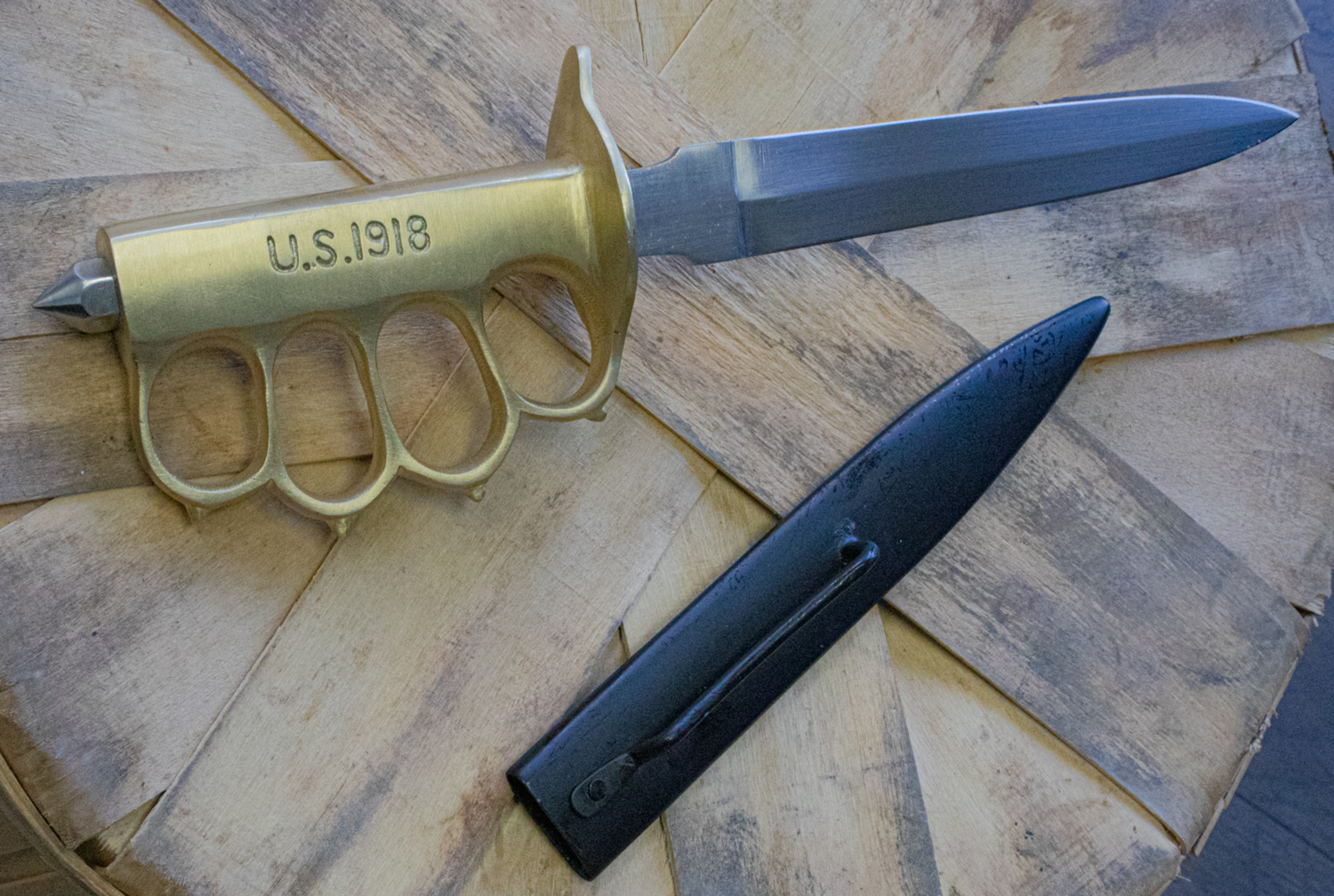 11 Inch Trench Knife Carbon Steel Blade Real Brass Handle
