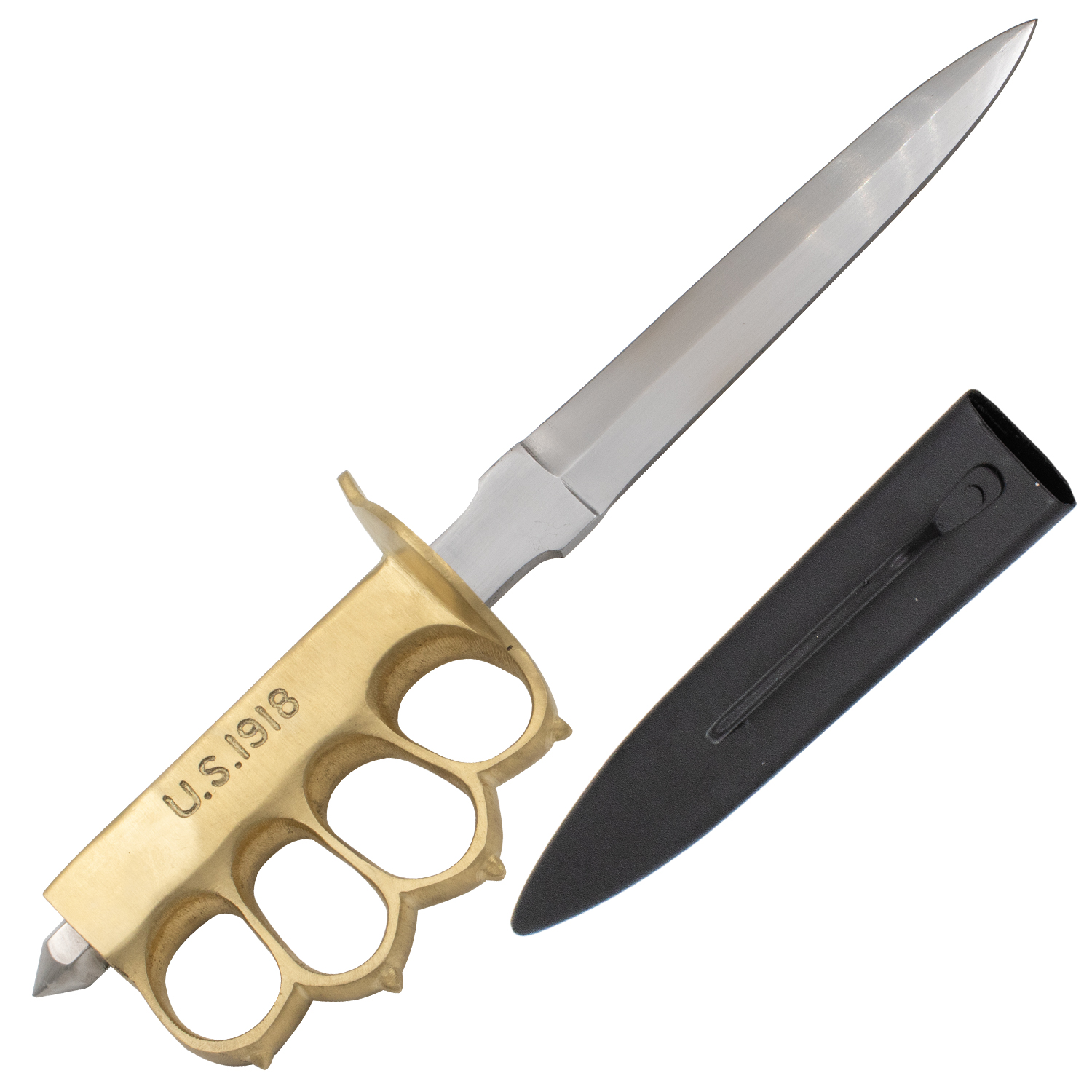11 Inch Trench Knife Carbon Steel Blade Real Brass Handle