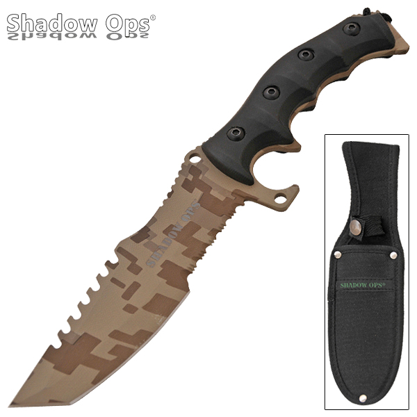 11 inch Shadow Ops Military Combat Knife - Brown2 CLD223
