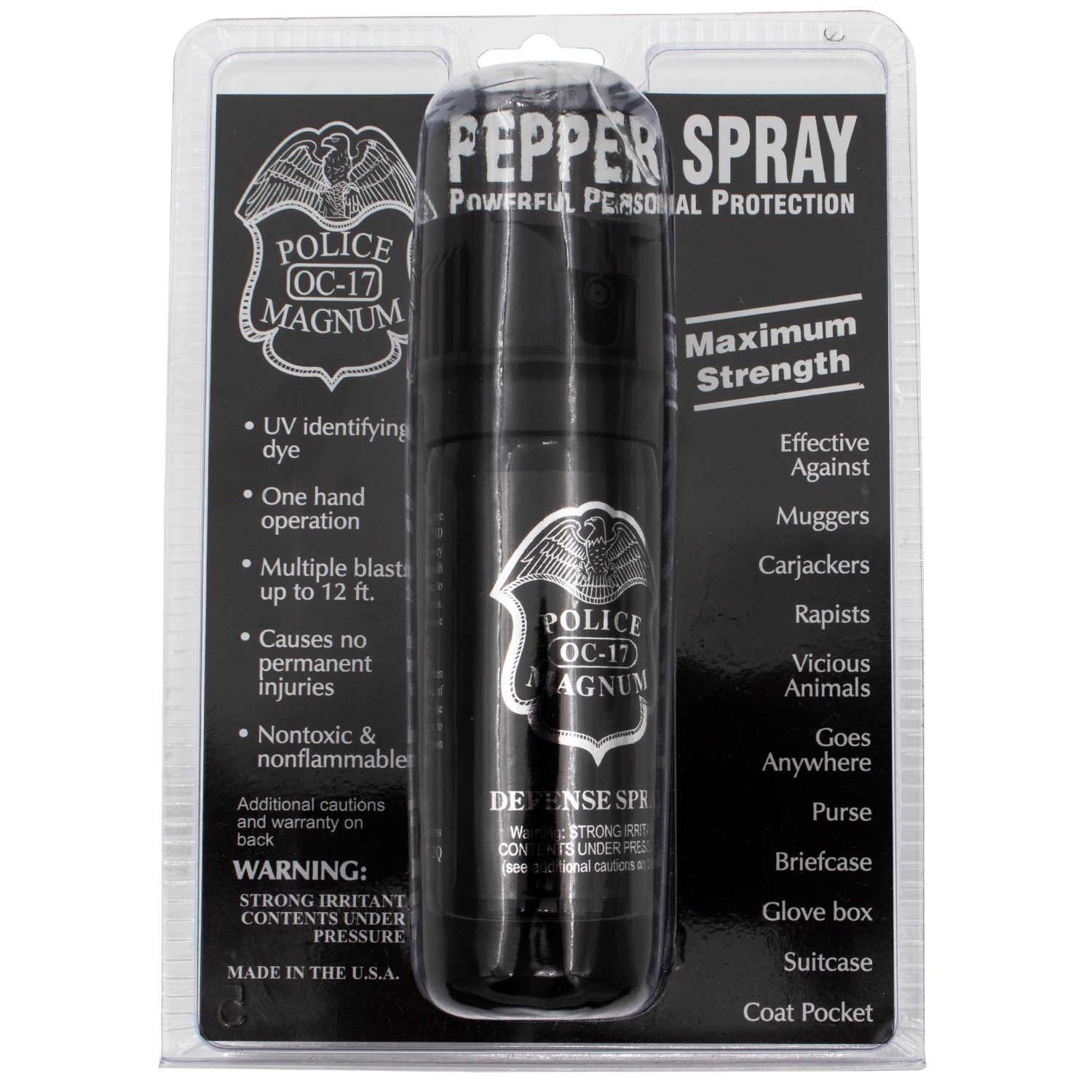 2 oz Pepper Spray with Flip Top Police Strength OC 17 Magnum