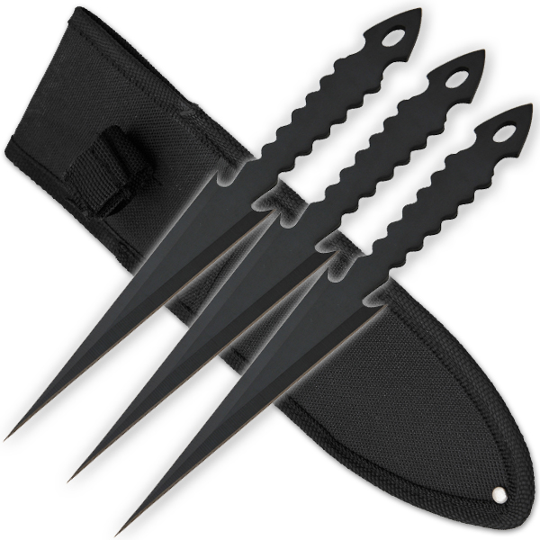 3 PCS 9 Inch Tiger Throwing Knives W/ Case - Black-2