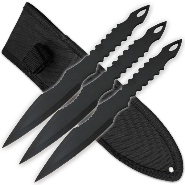 3 PCS 9 Inch Tiger Throwing Knives W/ Case - Black-4