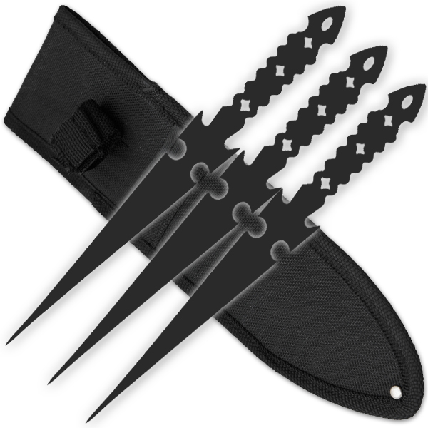 3 PCS 9 Inch Tiger Throwing Knives W/ Case - Black-5