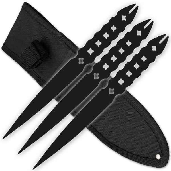 3 PCS 9 Inch Tiger Throwing Knives W/ Case - Black-6