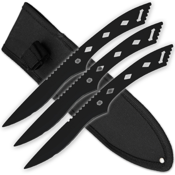 3 PCS 9 Inch Tiger Throwing Knives W/ Case - Black-7