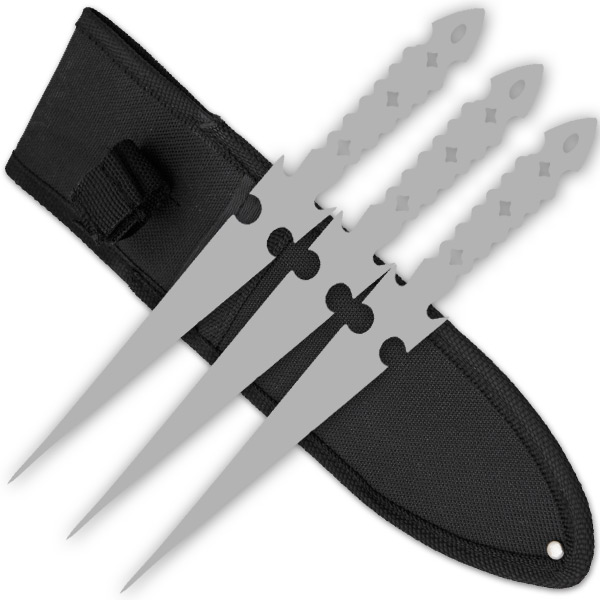 3 PCS 9 Inch Tiger Throwing Knives W/ Case - Silver-5
