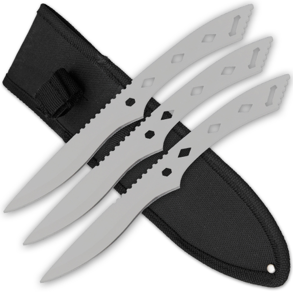 3 PCS 9 Inch Tiger Throwing Knives W/ Case - Silver-7