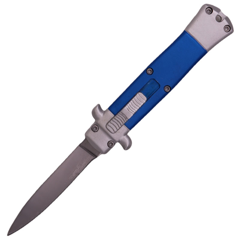 5 Inch Mini OTF Stiletto Switchblade (Blue)
