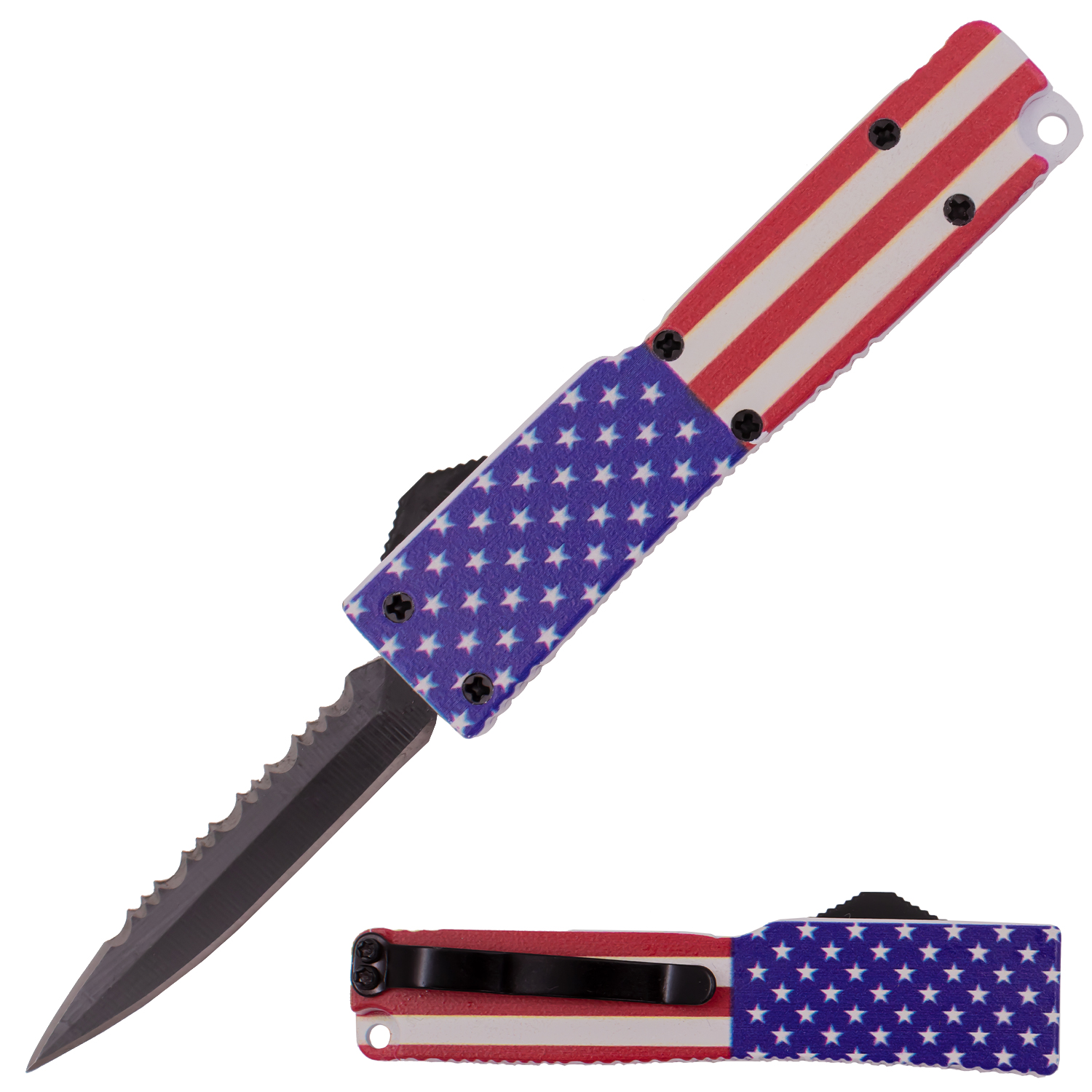5 Inch OTF Automatic Knife Firecracker A1 America Flag