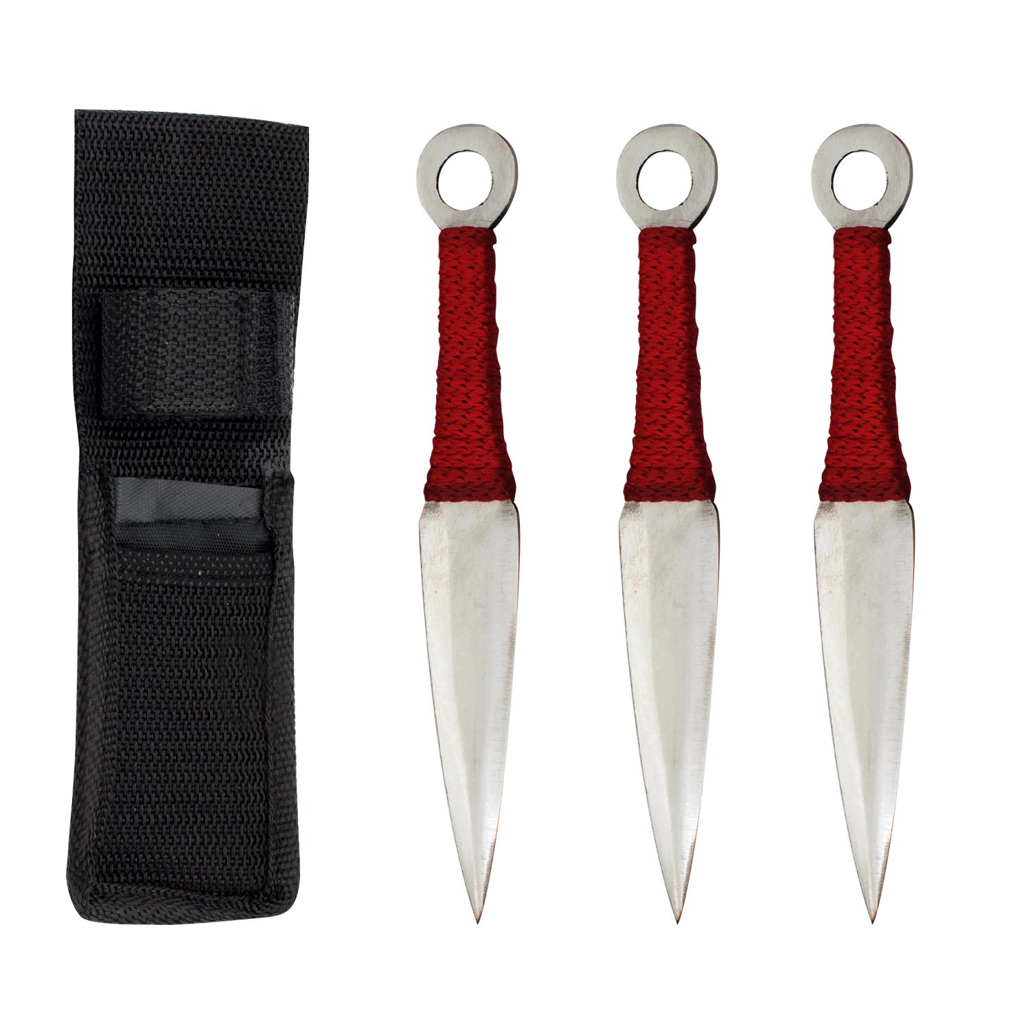 6.5 Inch Throwing Knife Set (Set of 3)- Silver and Red