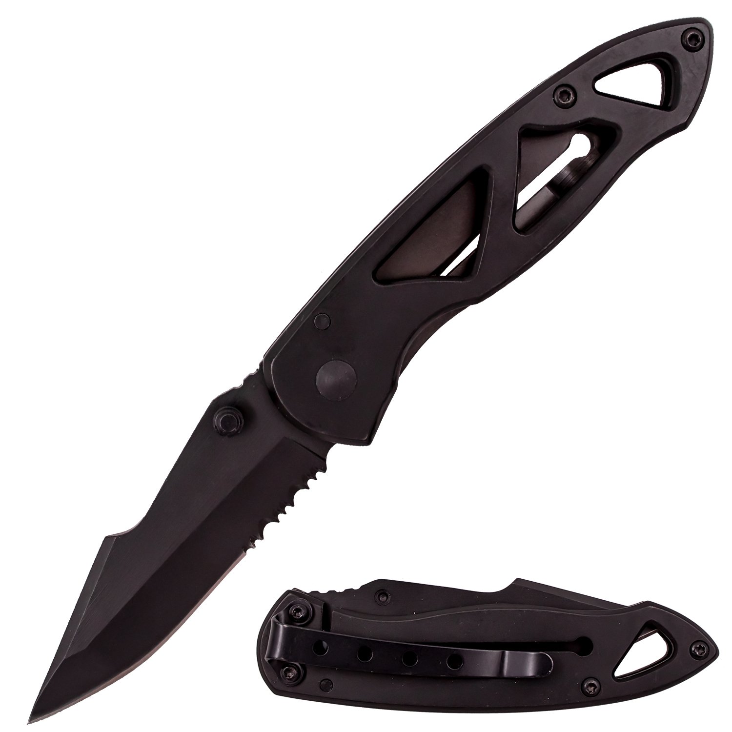 6 Inch MANUAL Folding Knife Matte Black Finish (Triangular)