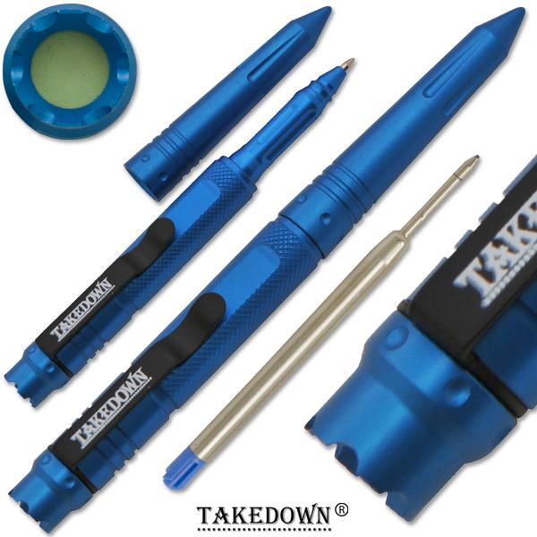 6 Inch Tactical Pen, Metallic Blue Finish