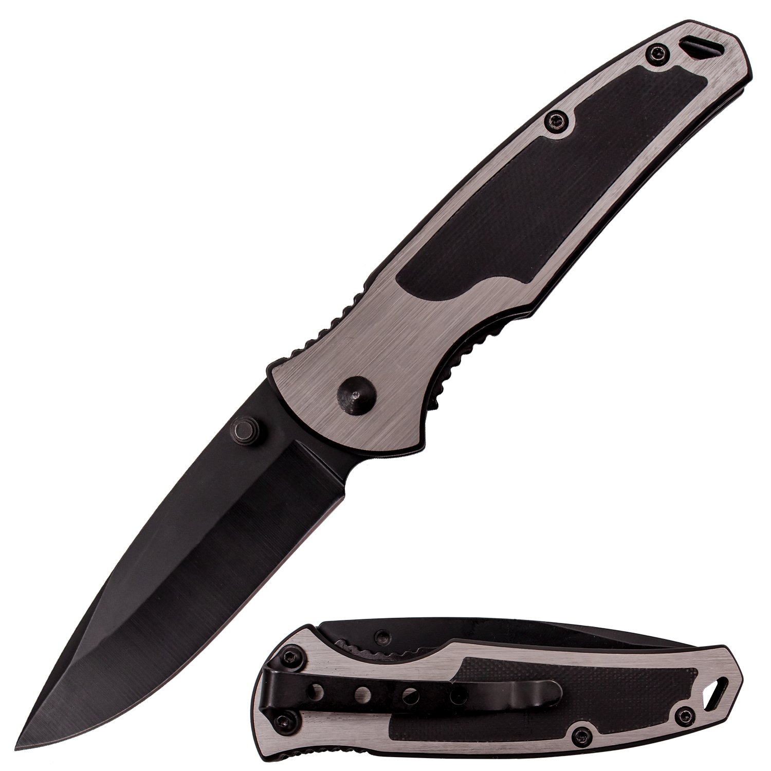 6.5 Inch MANUAL Folding Knife Black Blade (Stainless Steel Handle With G 10)