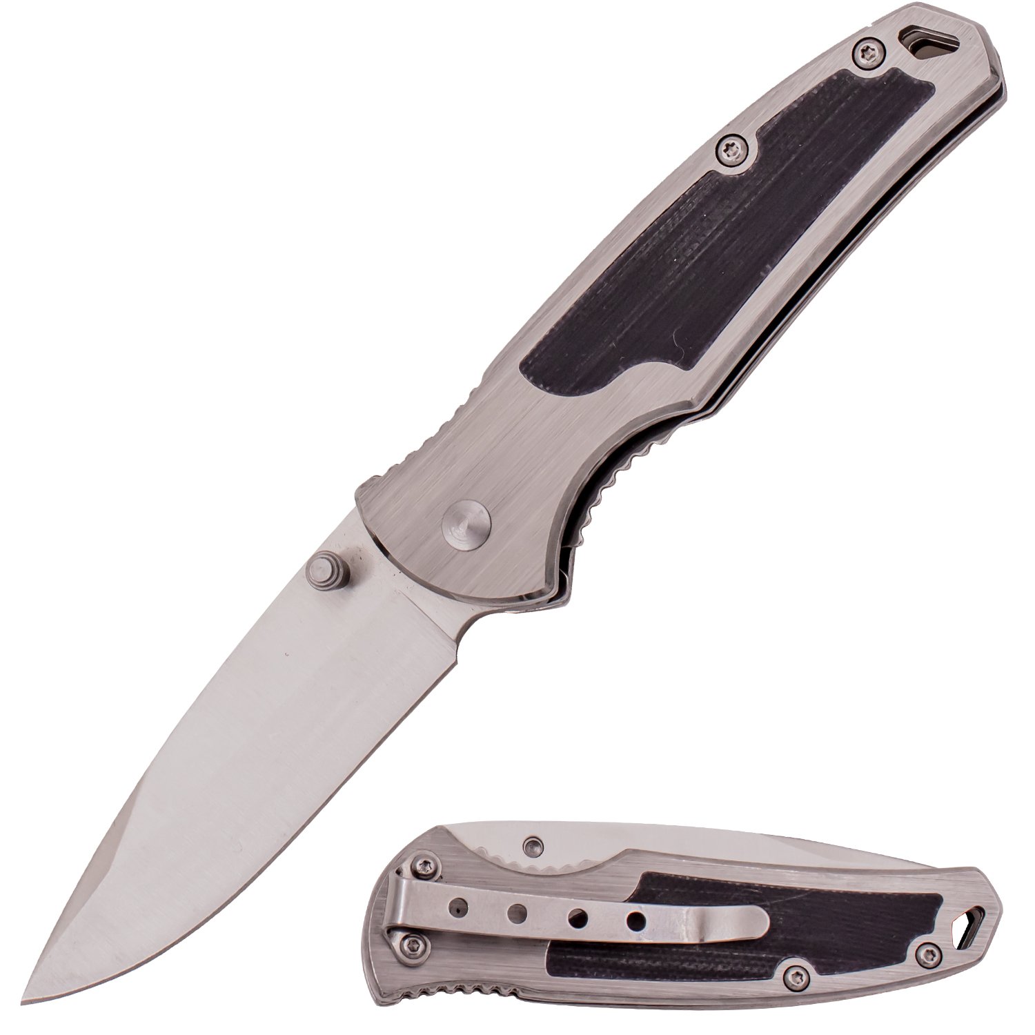 6.5 Inch MANUAL Folding Knife Silver Blade (Stainless Steel Handle With G 10)