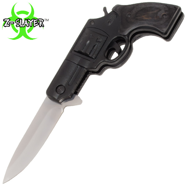 7.25 Inch Z-Slayer Undead Gasher Pistol Knife, Black Mirror Finish Blade