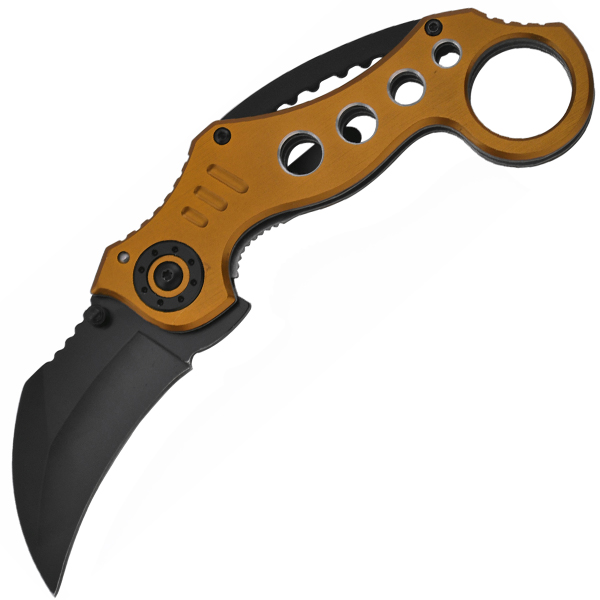 7 Inch Tiger USA Gold Karambit Knife P-S-2753-GN