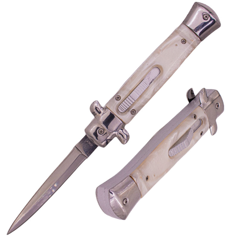 8.75 Inch Automatic OTF Switchblade Mini Mob Monster White