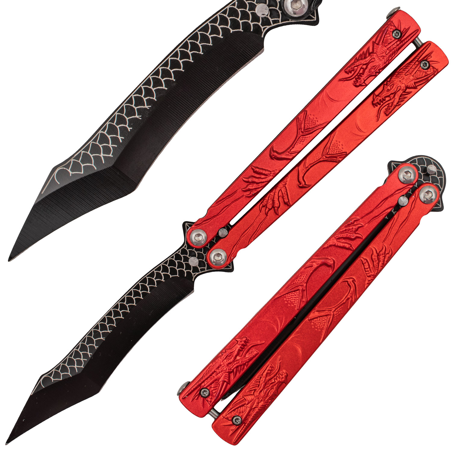9.25 Inch Splinter The Dragon Balisong Butterfly Knife Red