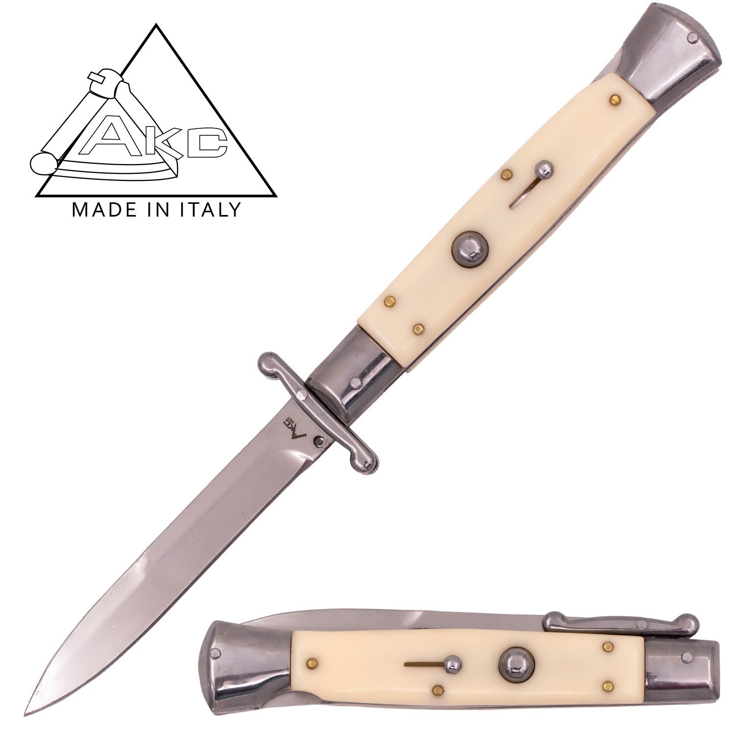 AKC 9.60 Inch Automatic Italiano Knife with Guard (Wild Bone)