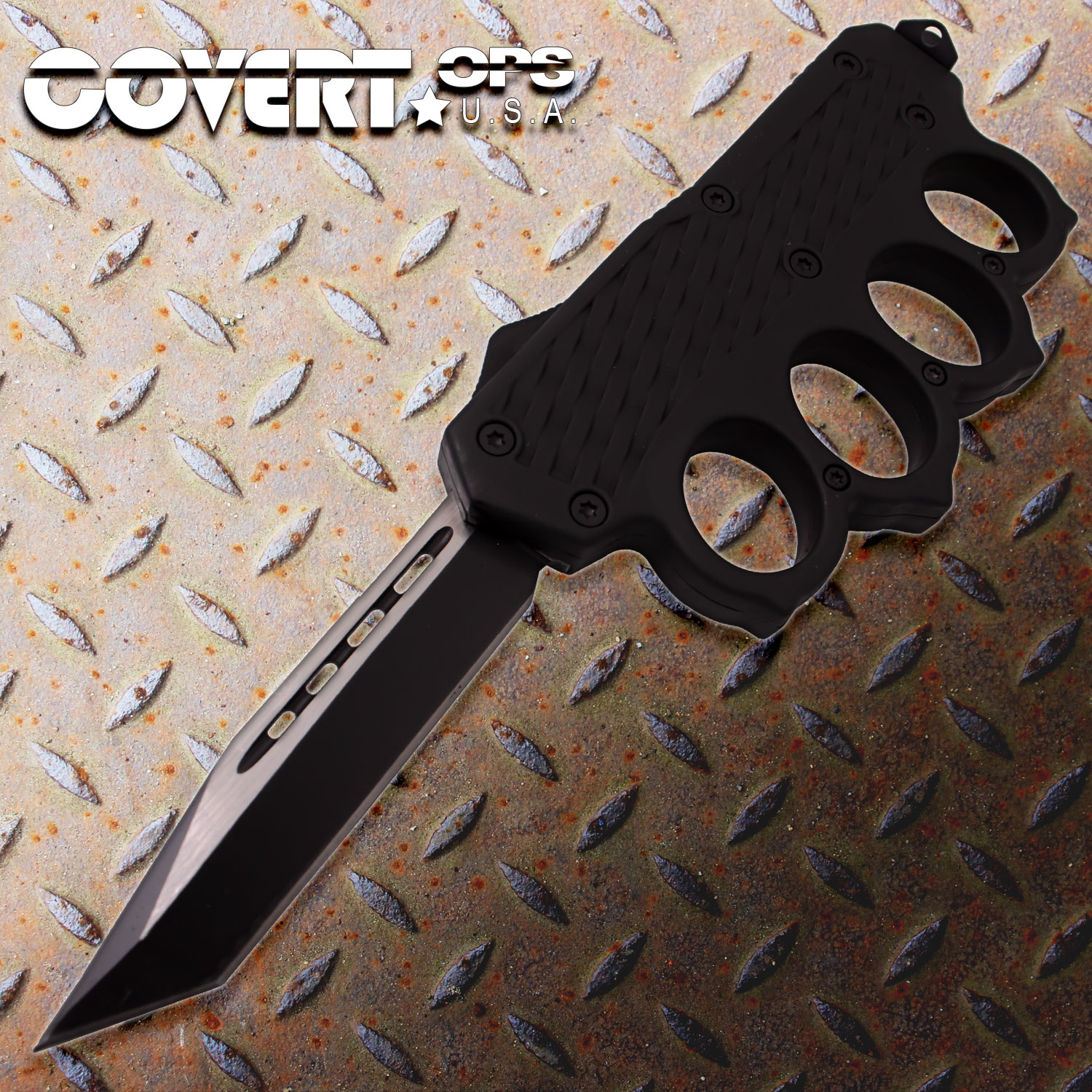Covert Ops Military Elite Tactical Grip Rubberized OTF Automatic Knuckle Knife Tanto Blade