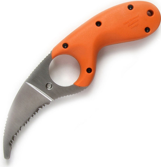 Bear Claw ER Knife, Orange Zytel Handle, Serr., Sheath CR2510ER