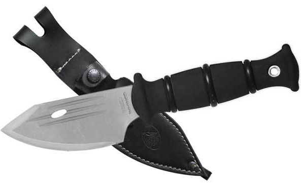 Skinner Knife, Blasted Satin Blade, Leather Sheath, 3054S