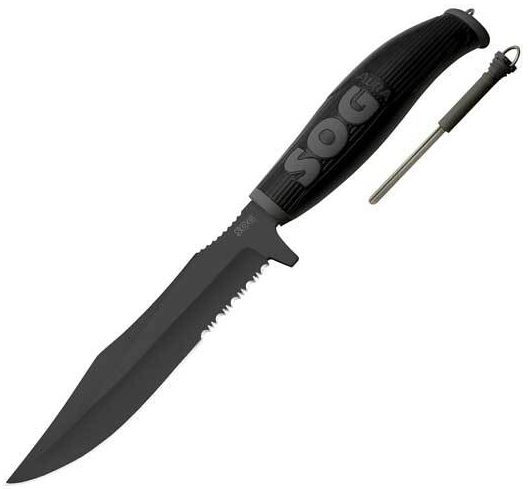 Aura SEAL, Black Zytel handle, Black Blade, ComboEdge, AU03-N