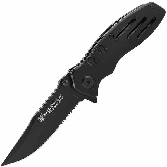 Extreme Ops, Black Aluminum, Tanto Blade, Serrated, SWA24S
