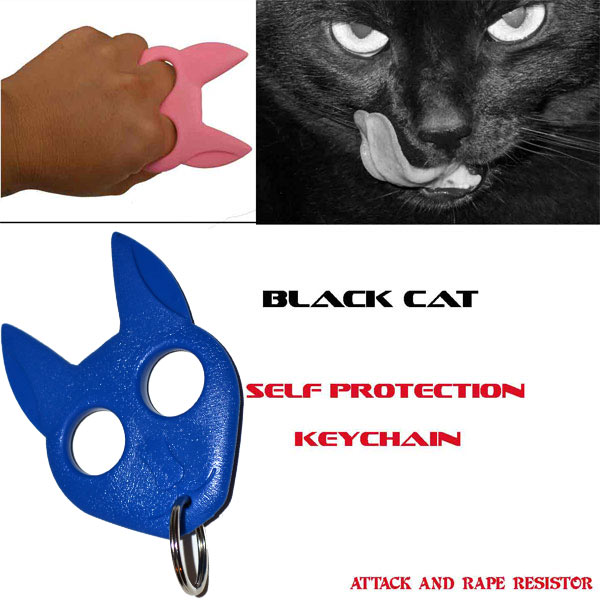 Black Cat Self Defense Keychain - Blue CAT-BL