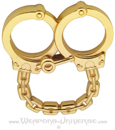 Two Finger Handcuffs Knuckle, Gold