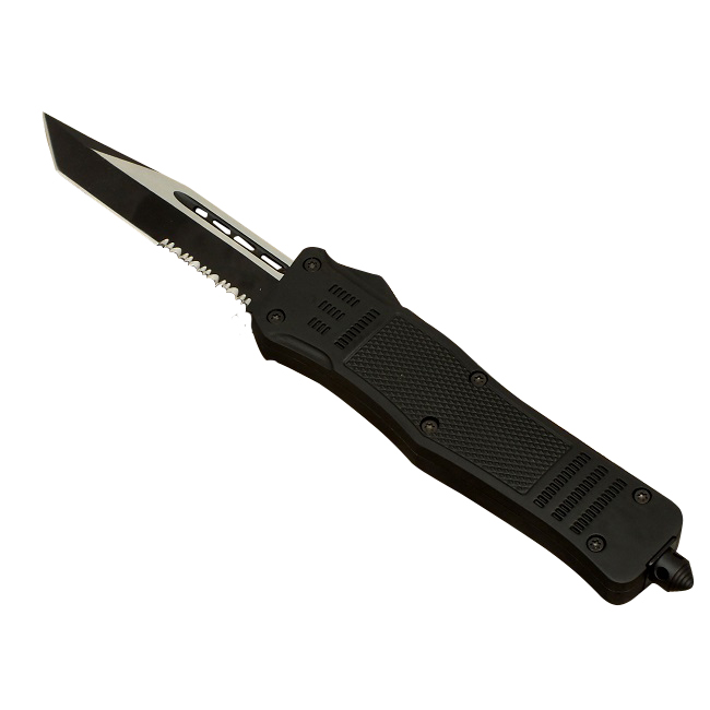 CO L BK T Covert Ops OTF Automatic Knife Black Tanto Serrated Large