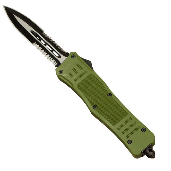 CO L GR DP Covert Ops OTF Automatic Knife OD Green Double Edge Large
