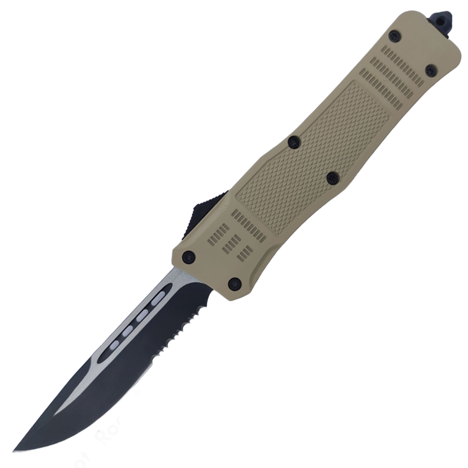 Covert OPS USA OTF Automatic Knife 9 inch Beige D2 Steel Blade DP Serr