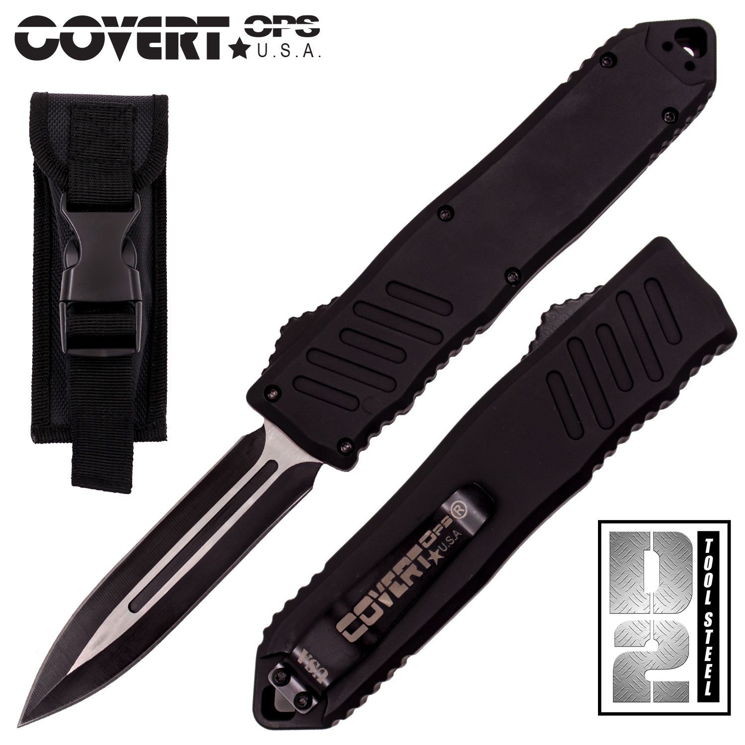 Covert OPS USA OTF Automatic Knife 9 inch Overall D2 Steel Blade DP
