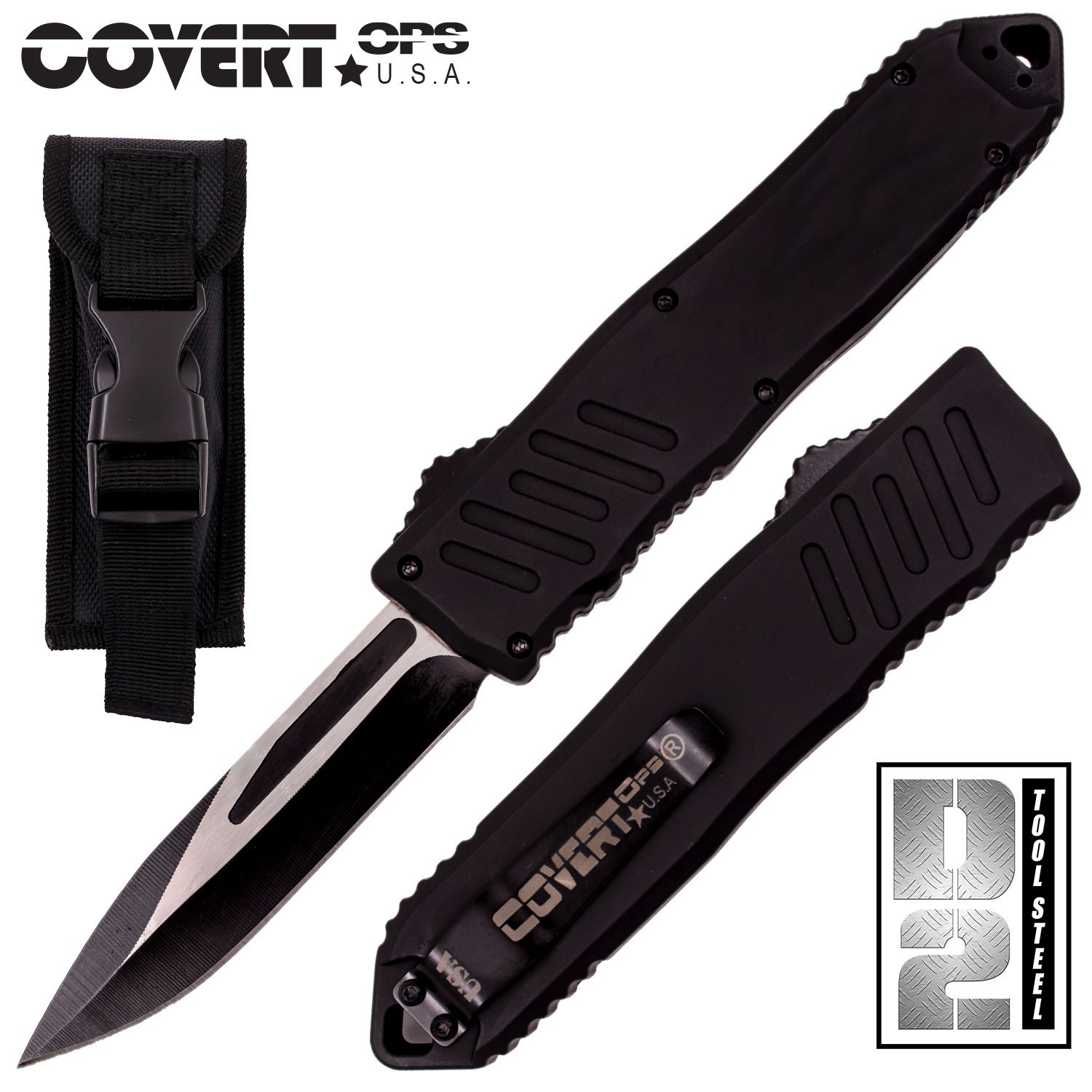 Covert OPS USA OTF Automatic Knife 9 inch Overall D2 Steel Blade DP1