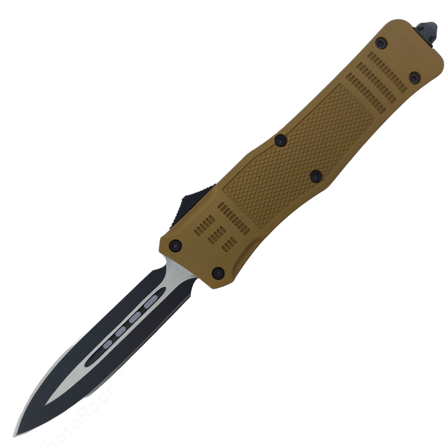 Covert OPS USA OTF Automatic Knife 9 inch Tan D2 Steel Blade Double Edge