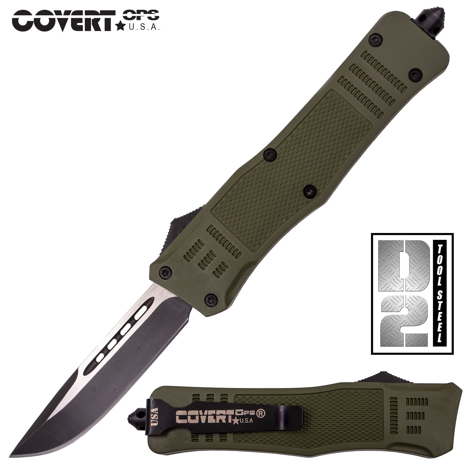 Covert Ops Automatic OTF 9 Inch DP with Carrying Case (Green)