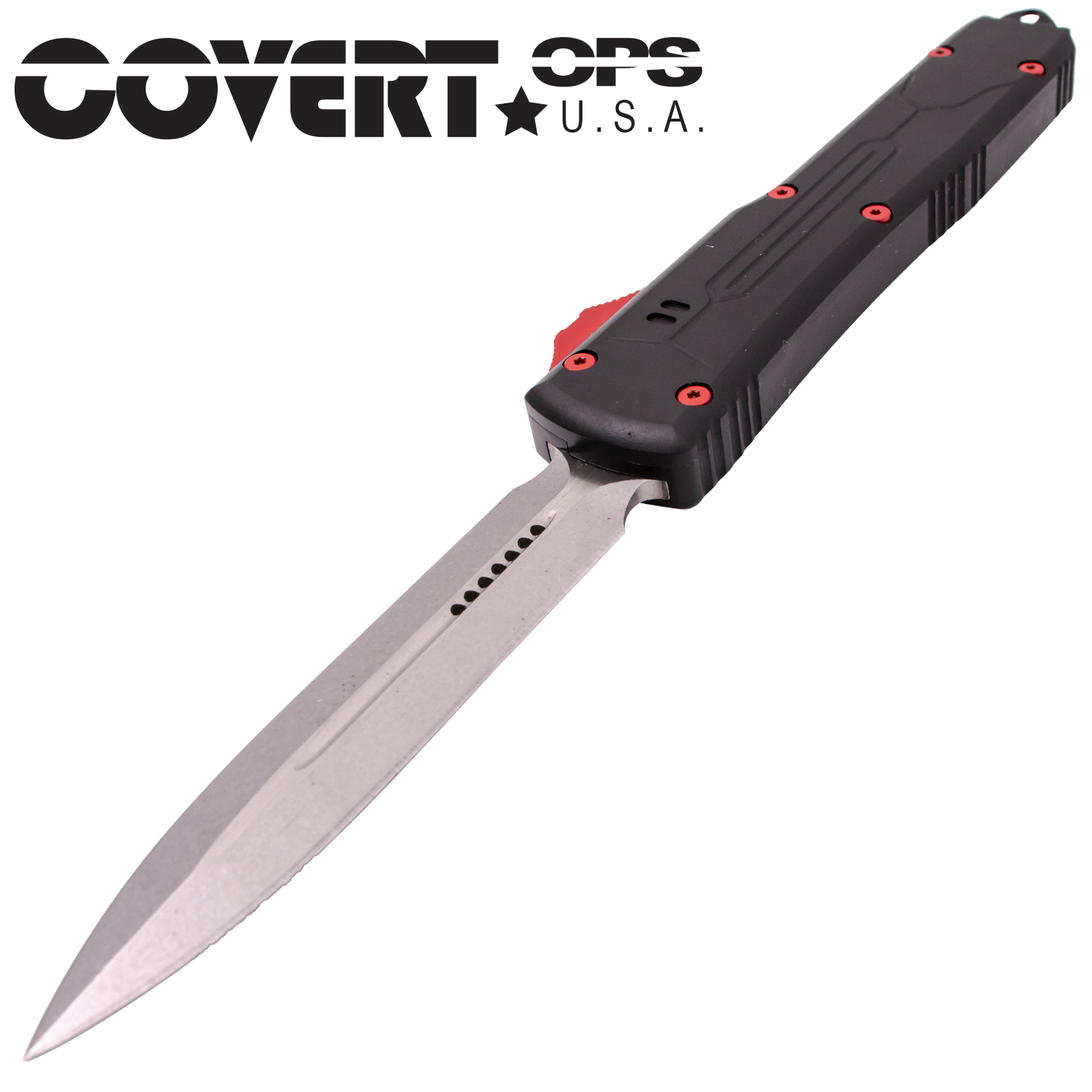 Covert Ops Dagger Rojo Automatic OTF Stiletto Blade Silver