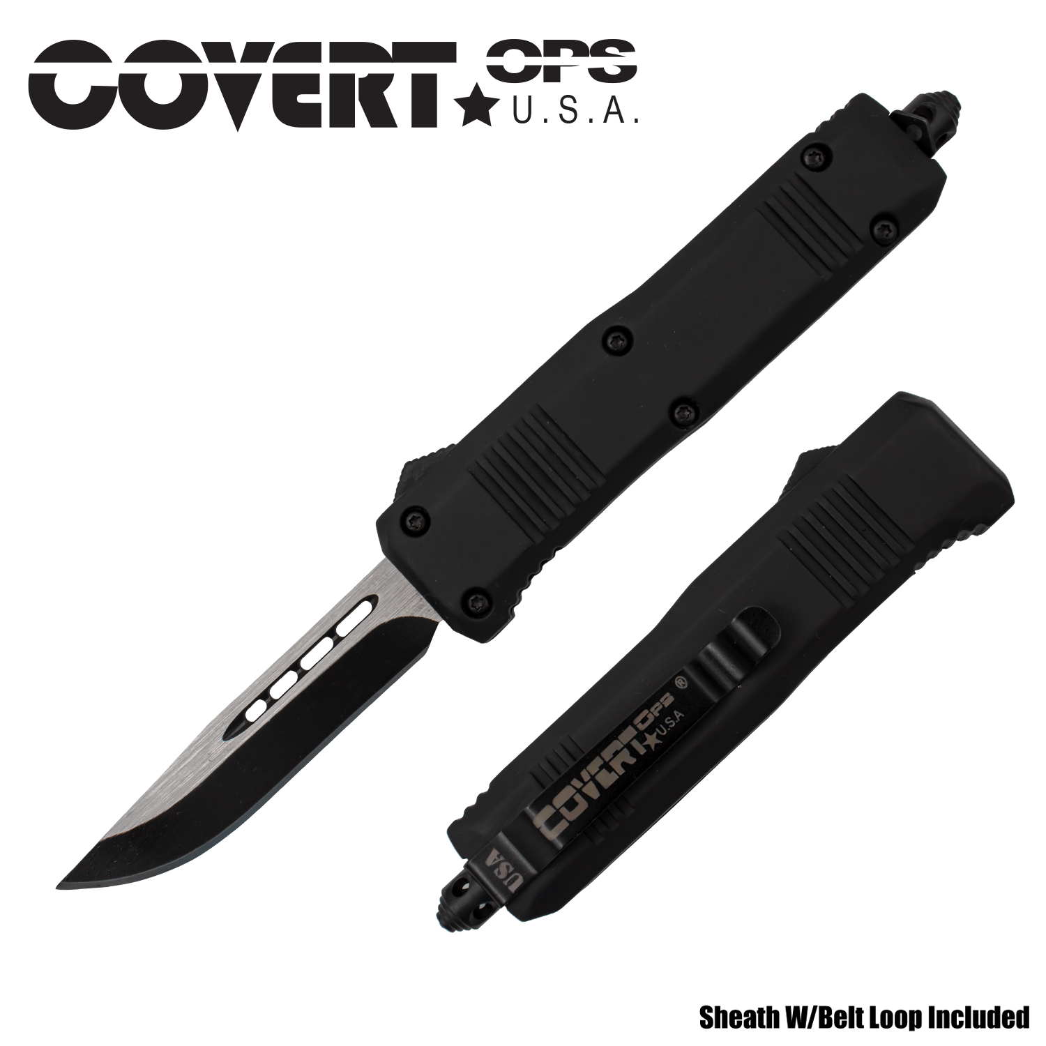 Covert Ops USA Mini Mack Black Tanto Blade Automatic Knife