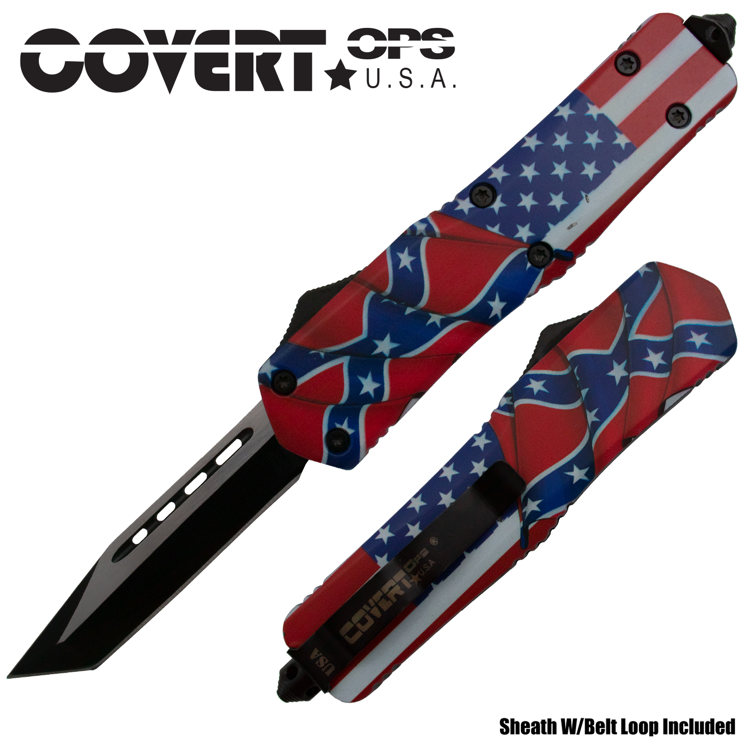 Covert Ops USA Rebel Merica Tanto Blade Automatic Knife