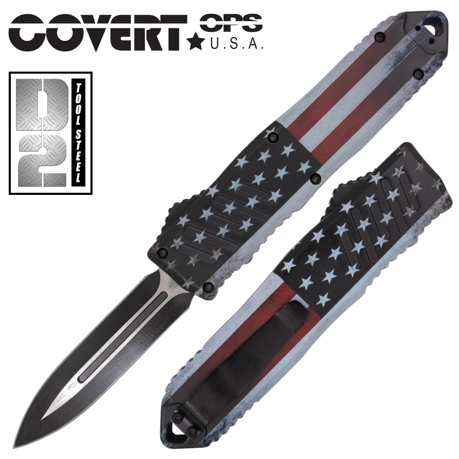 Covert Ops® D2 Tool Steel Automatic OTF Knife 9 Inch Overall