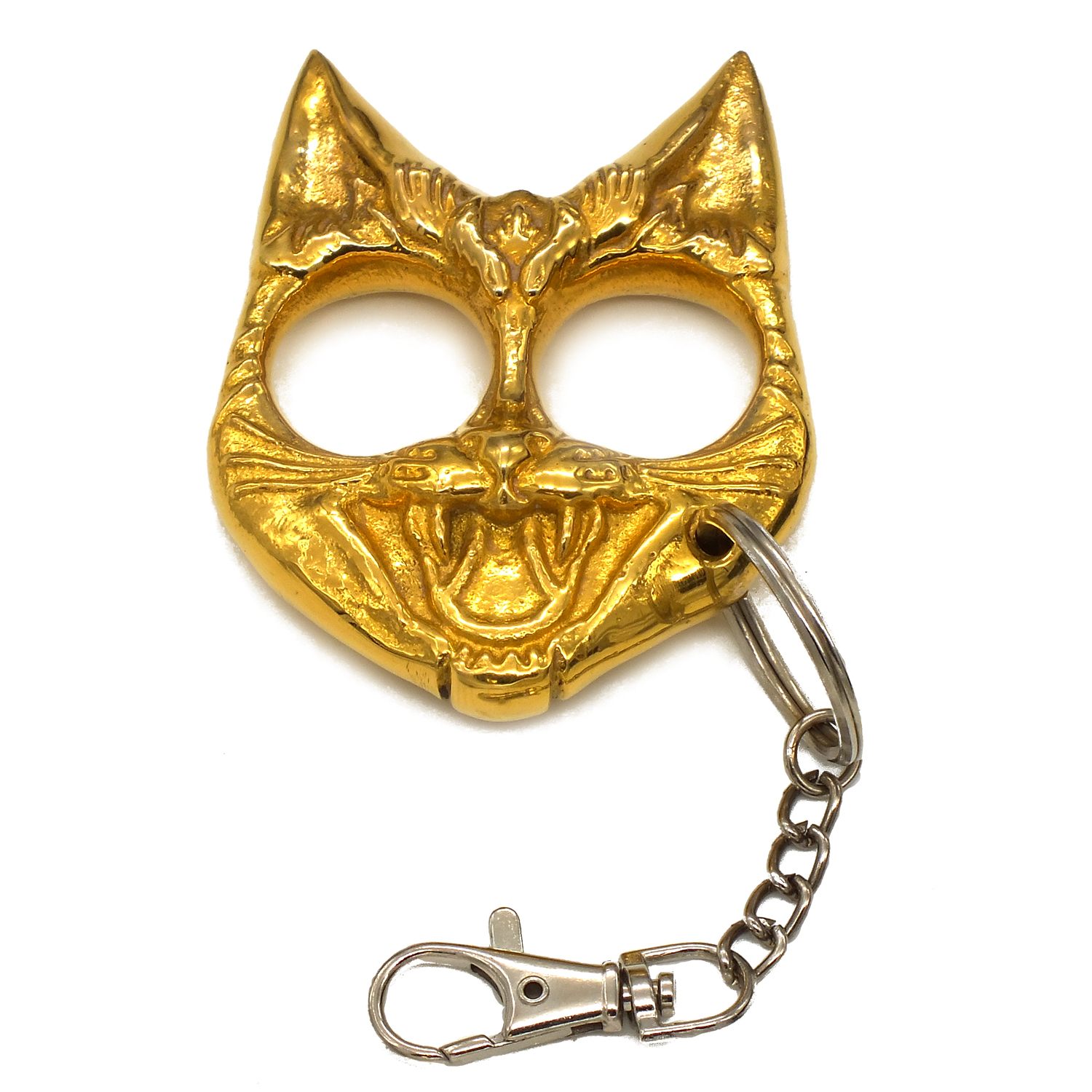 Heavy Duty Solid Brass Two Finger Cat Keychain Knuckle