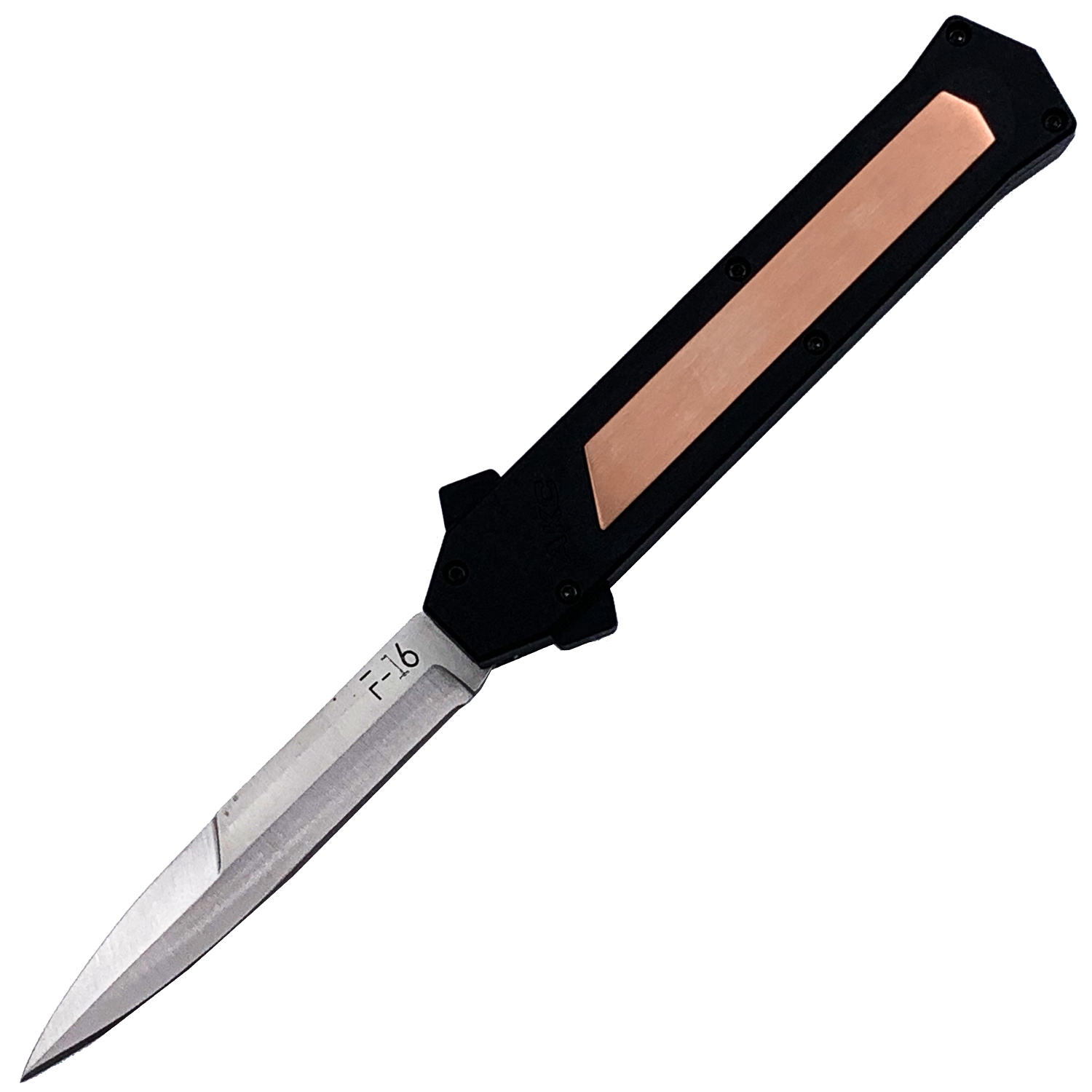 F 16 CO BA F16 Black With Engravable Copper Insert Bayonet Blade OTF Automatic Knife