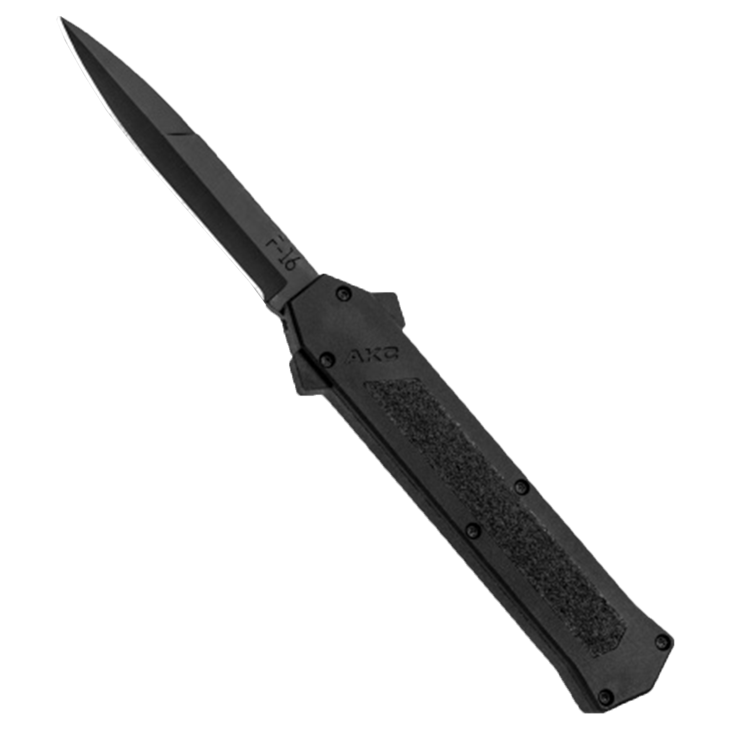 F16 Textured Handle All Black Bayonet OTF Automatic Knife
