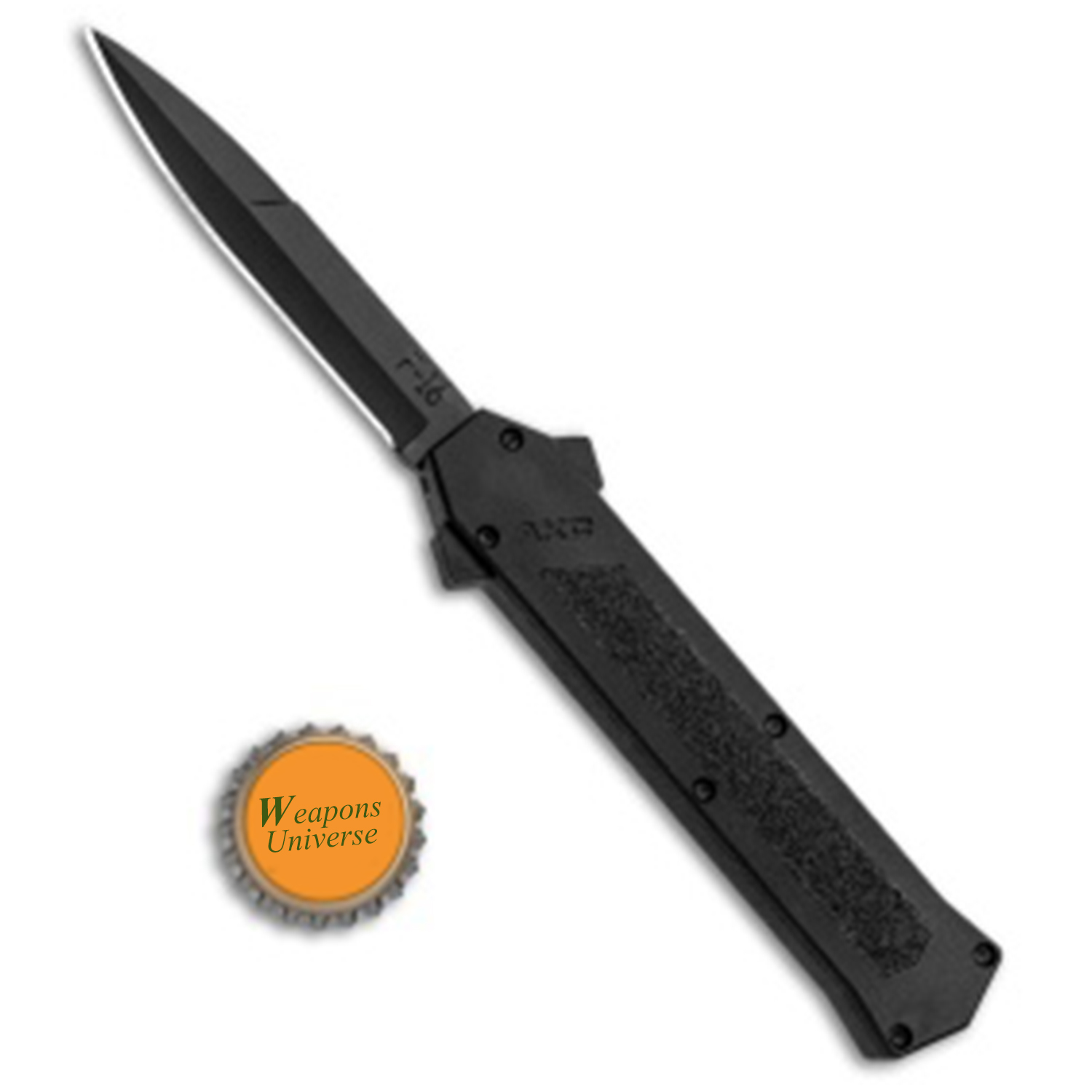 F16 Textured Handle All Black Bayonet OTF Automatic Knife