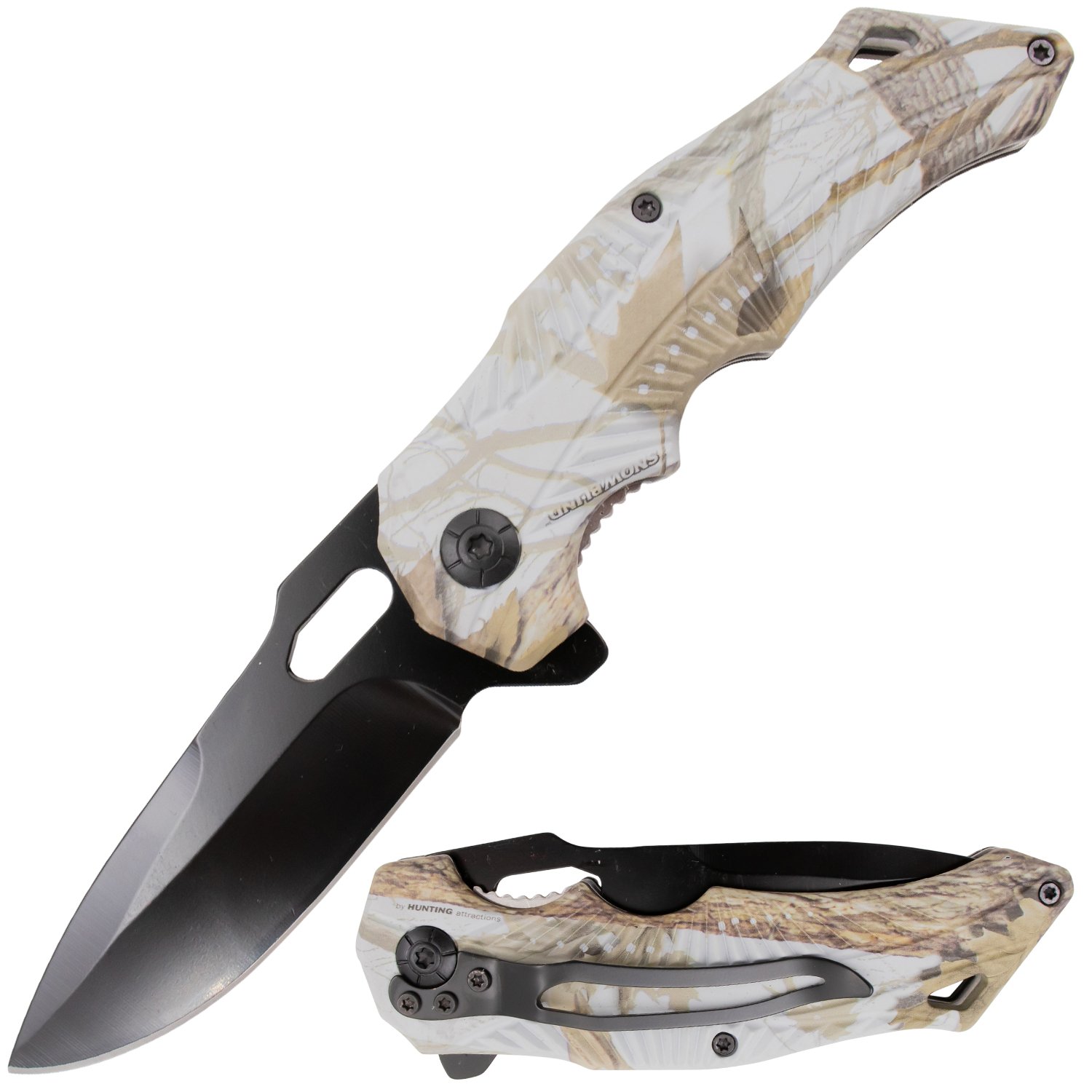 Feather Tiger USA Spring Assisted Drop Point Green Leaf Camo