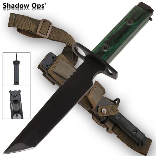 Heavy Duty Shadow Ops Bayonet Green Handle Tanto Blade