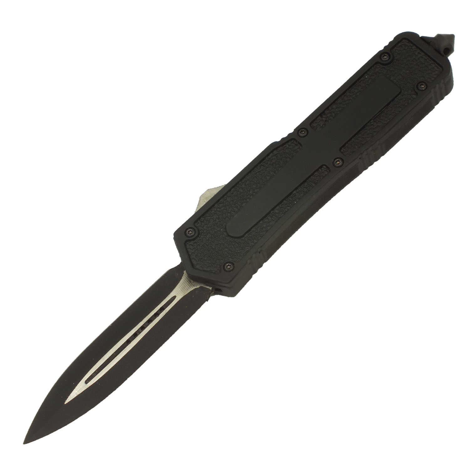 Black Night OTF Black Spearpoint Blade Textured Handle Knife