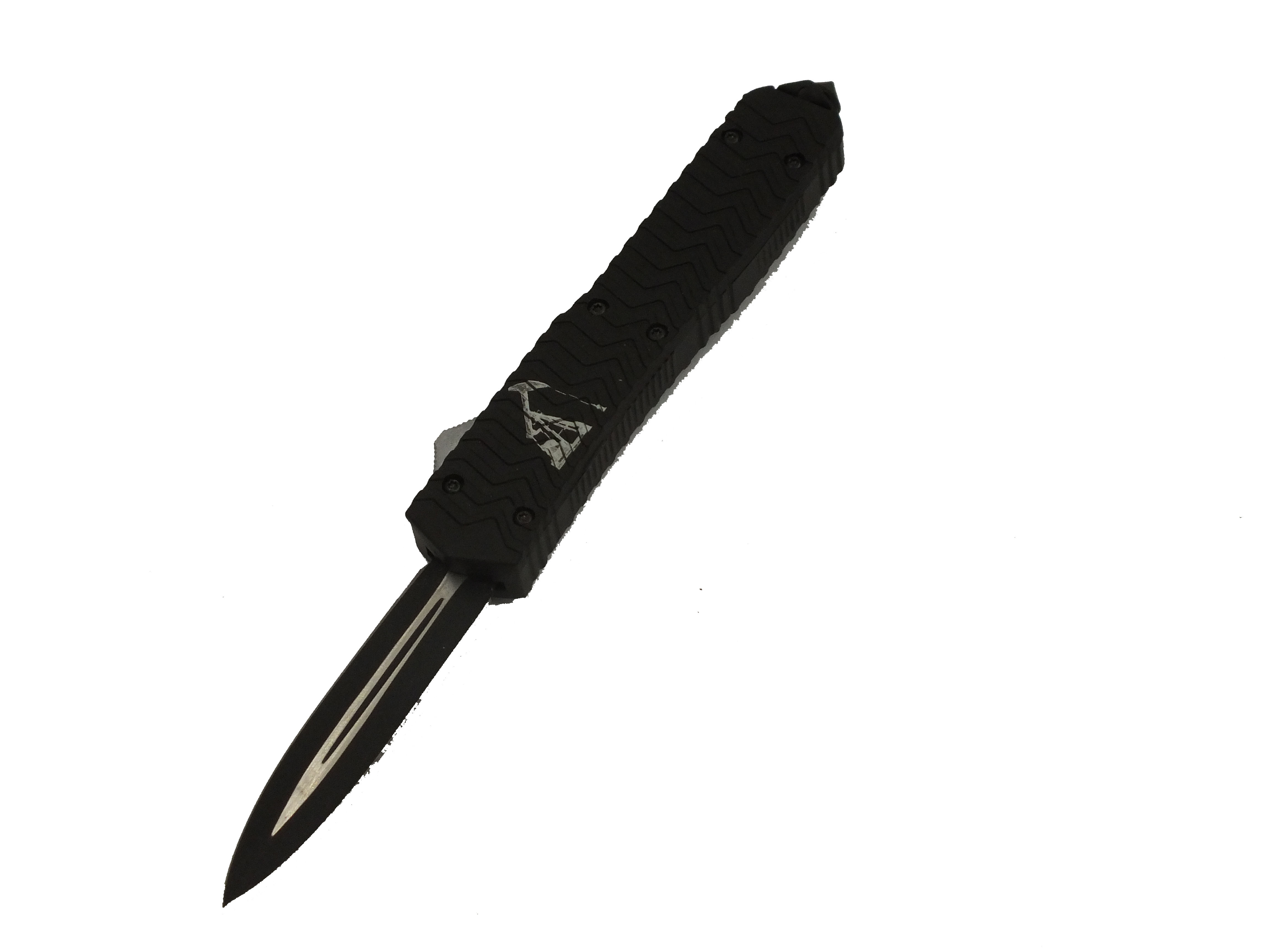 Black Night OTF Textured Handle Thin Black Blade Spearpoint Knife Oil